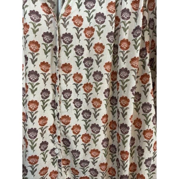 Sundance Womens Boxy 3/4 Sleeve Cotton Top Ivory Multi Floral‎ Sz Large - Picture 2 of 12